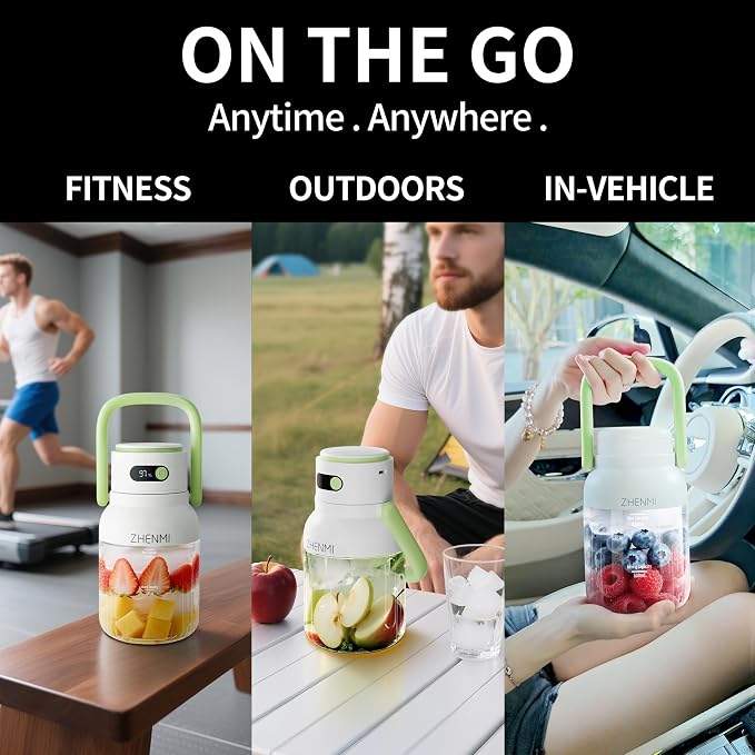 Portable Blender, Personal Blender for Smoothies & Shakes, Cordless, 33oz BPA-Free Vessel, 18000RPM Motor, Leakproof Lid with Sip Spout, USB-C Rechargeable, Easy-to-Clean Parts (Green)
