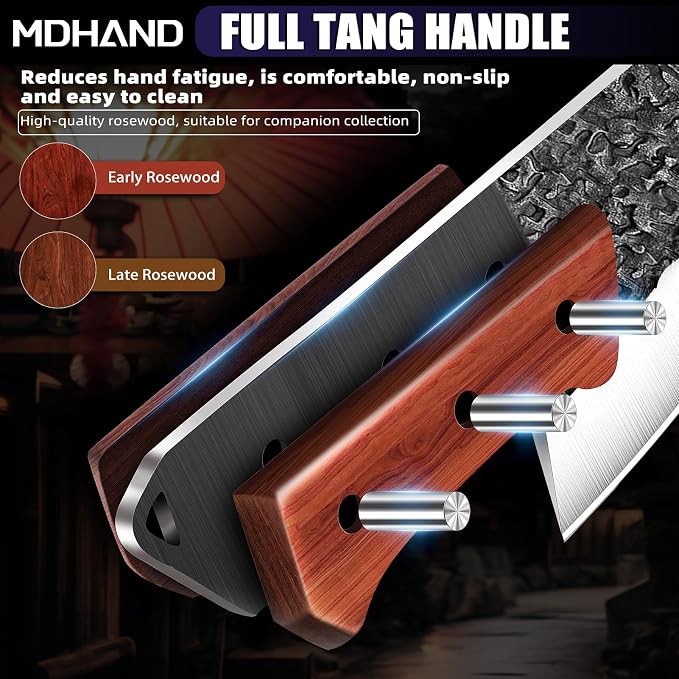 Butcher Knife Set, Hand Forged Serbian Chef Knife Set Gift for Men | High Carbon Steel 8PCS Kitchen Knife Set with Sharpener, Ergonomic Handle, Meat Cleaver Knife for Kitchen Outdoor Cooking BBQ