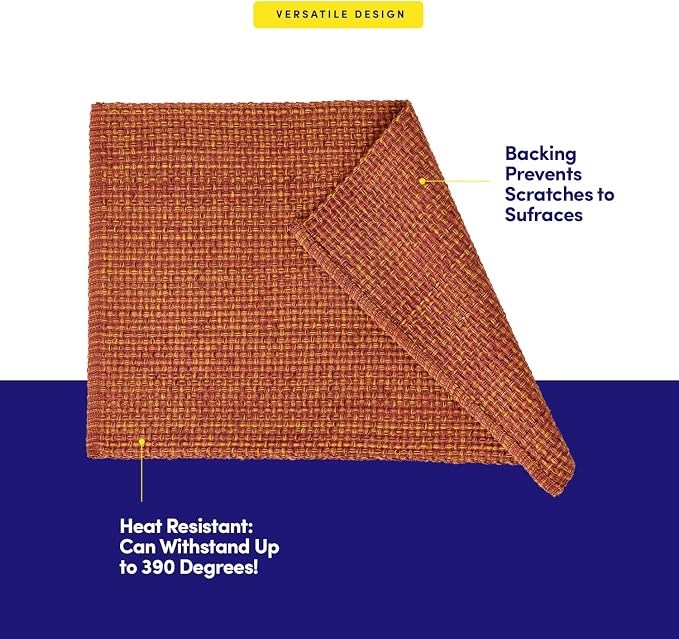 Sweet Home Collection 100% Cotton Placemats for Dining Room Rectangle Two Tone Woven Fabric 13" x 19" Soft Durable Table Mat Set, Set of 6, Rust