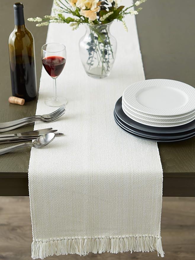 DII Variegated Tabletop Collection, Table Runner3x72, Off-White
