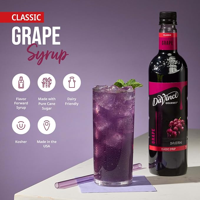 DaVinci Gourmet Grape Syrup, 25.4 Fluid Ounces (Pack of 4)