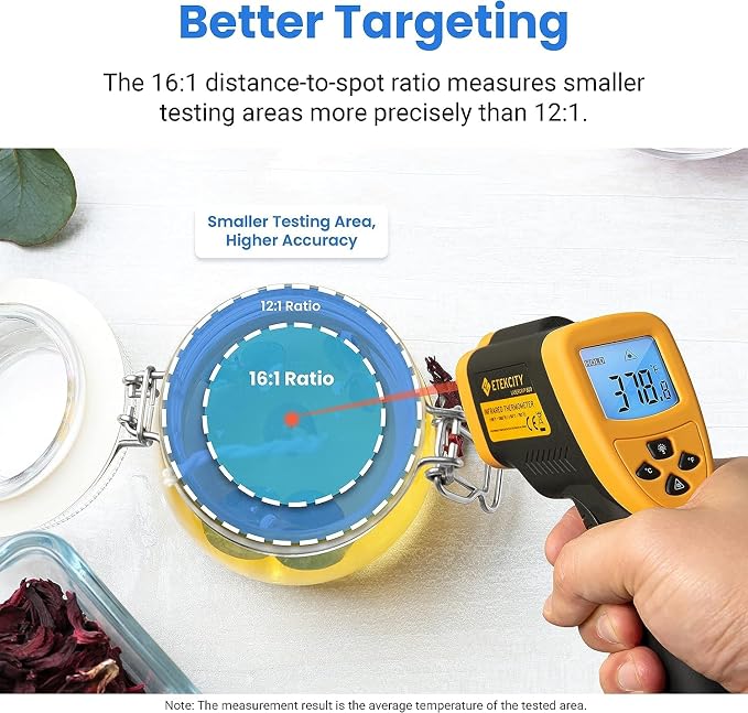 Etekcity Infrared Thermometer Laser Temperature Gun, -58℉~1382℉, D:S 16:1 | Long-Range Measurement, Pizza Oven, Griddle, BBQ, Engine, Pool, Non-Contact, High-Temperature Applications
