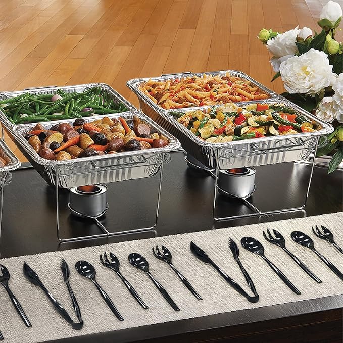 Party Essentials Disposable Heavy Duty Plastic Serving Utensils for Buffets Events Parties, 18-Count 10" Forks, Black