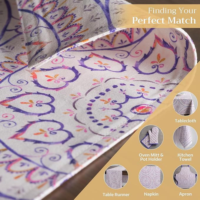 Maison d' Hermine Placemats Set of 4 Reusable 100% Cotton (13"x19") | Cloth Place Mats Washable Table Mats for Kitchen Dining Party Wedding Hotel Home Restaurant Spring Summer - Mandala