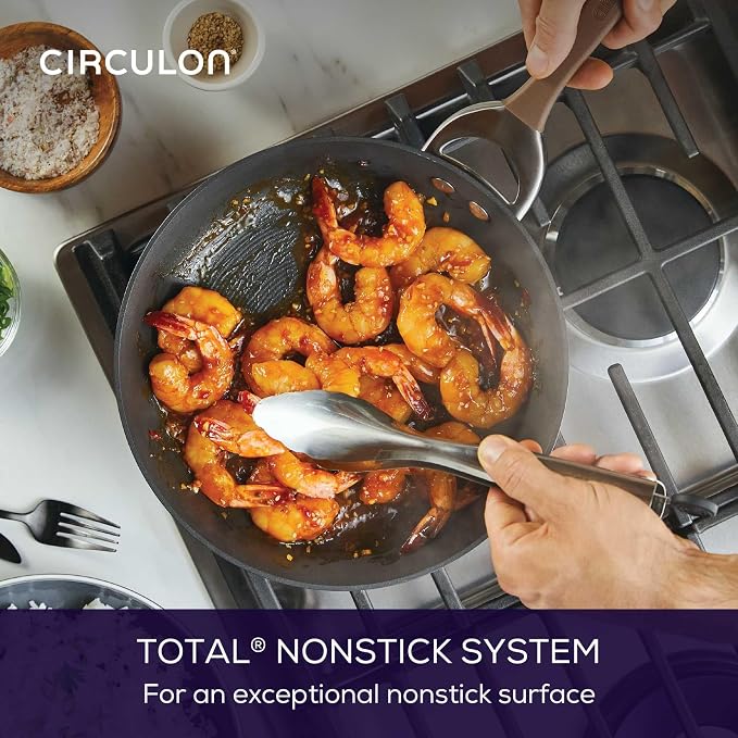 Circulon Symmetry Non Stick Pots and Pans Set, 11-Piece, Chocolate | Hard Anodized Induction Pots and Pans Set, Durable, Dishwasher and Oven Safe to 400°F, Compatible With All Stovetops