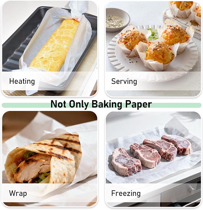 EcoDispose 500 Pcs Non-Stick Parchment Paper Baking Sheets 12-3/16"x16-3/8" | White, Heavy Duty, Pre-Cut, Greaseproof, Half Pan liner for Bake