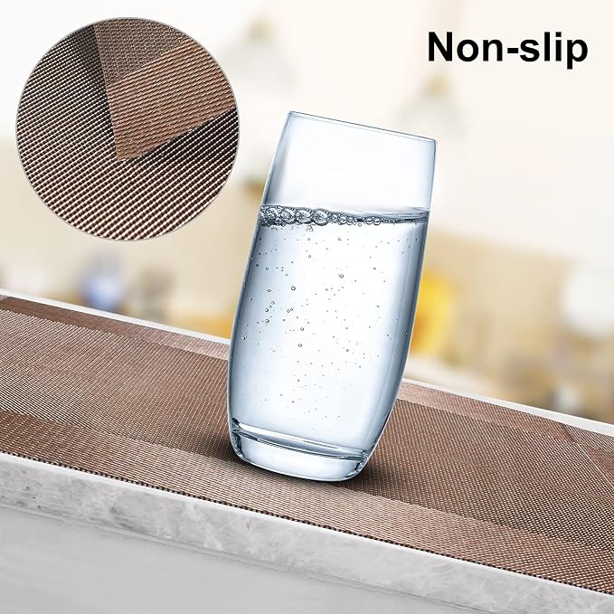 Aofmee Placemats Set of 4, Heat Resistant Place Mats, Washable Durable PVC Table Mats, Woven Vinyl Plastic Placemats for Dining Table, Non-Slip Stain Resistant Kitchen Table Placemats, Easy to Clean