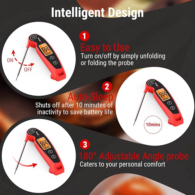 TempPro TempSwift Instant Read Meat Thermometer for Cooking | Waterproof Digital Food Thermometer with Large Backlit LCD, Kitchen Thermometer for Grilling, Smoking & Candy Making