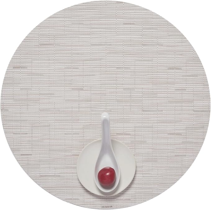 Chilewich Bamboo Placemats Set of 4, Round Woven Placemats | Reusable, Stain-Resistant, Indoor/Outdoor Tabletop Protection, 15", Coconut