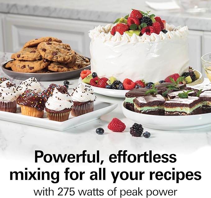 Hamilton Beach 6-Speed Electric Hand Mixer With Easy Clean Beaters | Traditional Beaters | Dough Hooks | Whisk | Snap-On Storage Case | 275 Watt Motor | White | 62636J