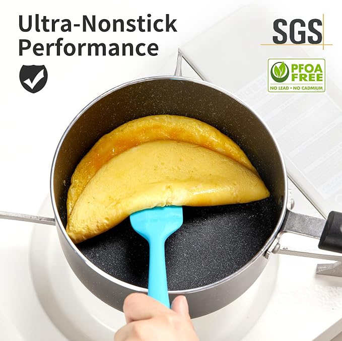 Nonstick Saucepan Set - 2 Quart and 3 Quart,Ultra Non Stick Sauce Pan Small Pot with Glass Lid,Great for Home Kitchen Restaurant,Black