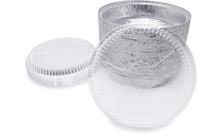 (360 Pack) Premium 6-Inch Round Foil Pans with Plastic Dome Lids l Heavy Duty l Disposable Aluminum Tin for Roasting, Baking, or Cooking