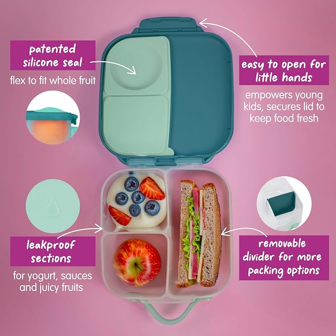 b.box Mini Lunch Box, Snack Containers for Kids, Lunch Box Kids, 4.25 Cup | Bento Box for Kids, Sanck Box, Lunch Containers, Leak Proof, Dishwasher Safe, BPA Free, PFAS Free, Ages 3+ — Emerald Forest