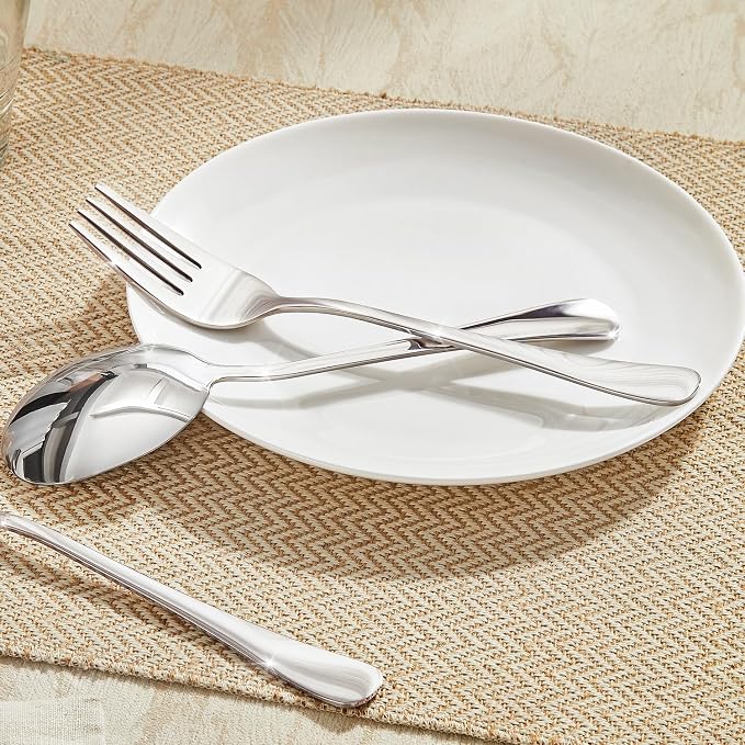 HIKAA Silverware Set with Steak Knives for 6, 36 Piece Heavy Duty 18/10 Stainless Steel Flatware Set, Mirror Polished Cutlery, Dishwasher Safe for Home Kitchen, Wedding, Housewarming Gift