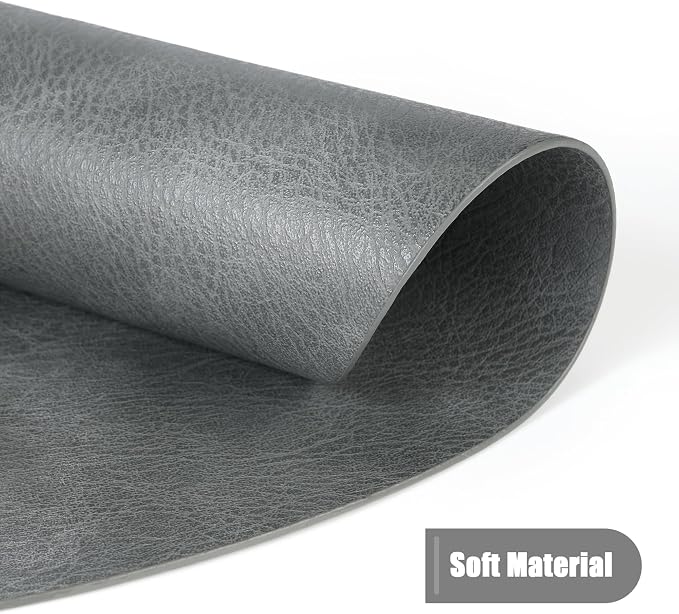 UnivoColors Placemats Round Faux Leather Placemats Set of 4-Waterproof-Wipe Clean-Heat Resistant-Anti Slip Dining Table Place Mats,Suitable for Indoor & Outdoor Use,15".Retro Grey