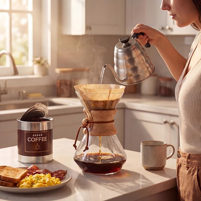 AGOGO Pour Over Coffee Maker Set, 28oz Diamond Style, 50 Paper Filters | Barista kit for home kitchen, Cafe, Camping & Office; 20oz-40oz Classic, Slim, Diamond styles; Includes brush & towel.