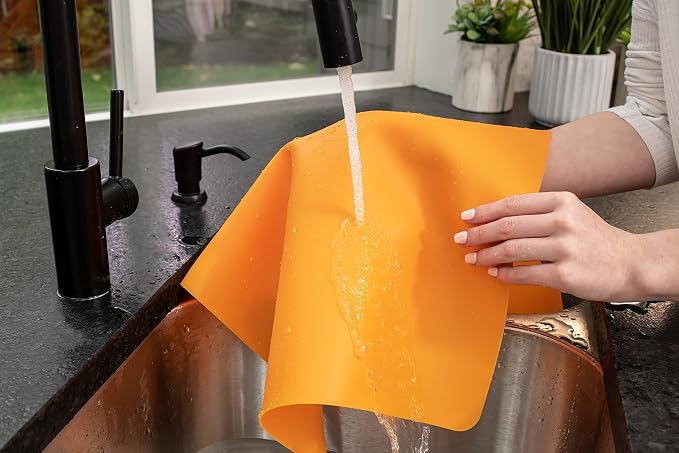 GASARÉ, Set of 2, Extra Large, Thick, Silicone Mats for Kitchen Counter, Heat Resistant Mats, Countertop Protector, Non-Slip, Easy to Clean, 25 x 17 Inches x 1.4mm, Orange