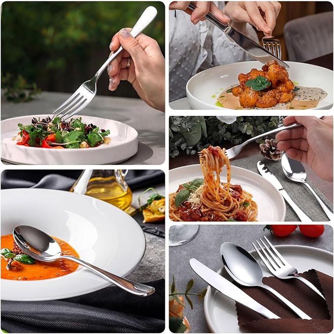 LIANYU Silverware Flatware Set for 8, 40 Piece Stainless Steel Cutlery Set | Mirror Polished, Include Spoons Forks and Knives, Metal Tableware Set for Home Kitchen, Dishwasher Safe
