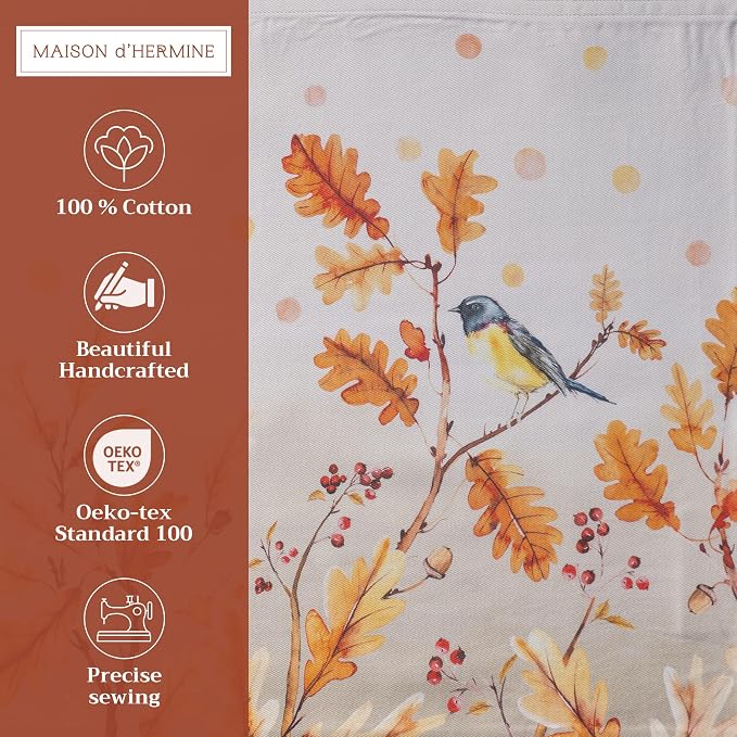 Maison d' Hermine Placemats Set of 4 Reusable 100% Cotton (13"x19") | Cloth Place Mats Washable Table Mats for Kitchen Dining Party Wedding Hotel Home Thanksgiving Christmas - Oak Leaves