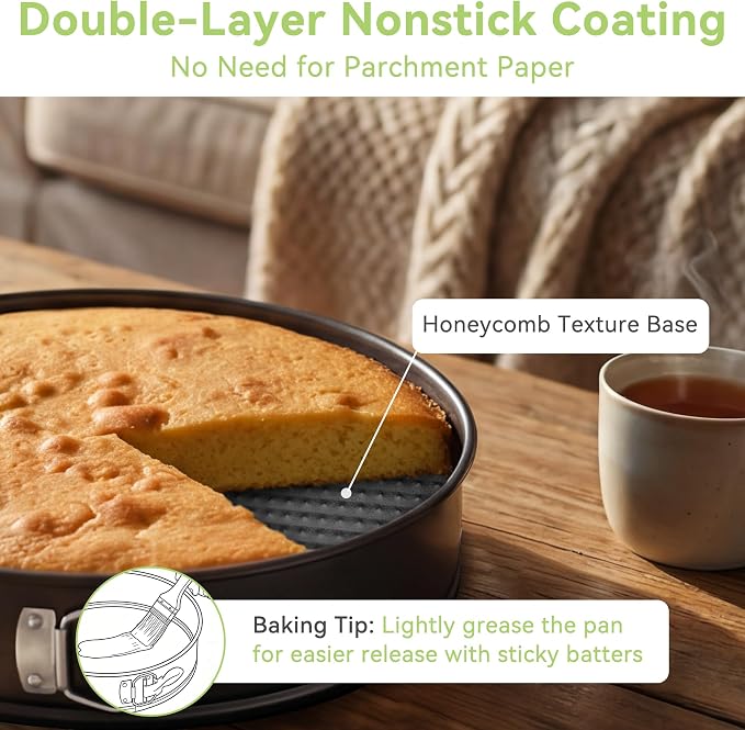 USLAl 9 Inch Springform Pan, Nonstick | Removable Bottom for Easy Release & Cleanup, Round Cheesecake Pan for Baking Cakes, Pies and Quiches