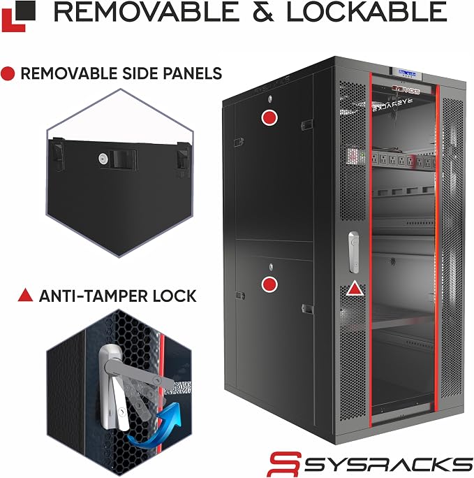 18U Server Rack Cabinet – 19" Network Rack Enclosure, 39" Deep Floor Standing Data Rack with Locking Glass Door, Cooling Fans, PDU & Shelf for Servers, Switches and Patch Panels