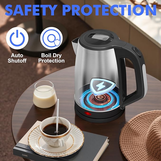Stariver 2.5L Large Electric Kettle, BPA-Free Stainless Steel Water Kettle | Fast Boil Electric Tea Kettle, Auto Shut-Off & Boil-Dry Protection, 10-12 Cups, Large Capacity for Family Use