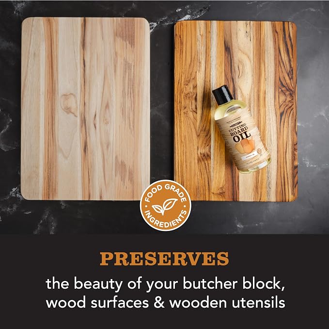 CLARK'S Food Grade Mineral Oil 12 oz, Butcher Block Conditioner - Unscented | Mineral Oil for Wood Cutting Boards, Butcher Blocks, Utensils, Lubricant for Knives. Soak for 2-3 Hours for Optimal Finish