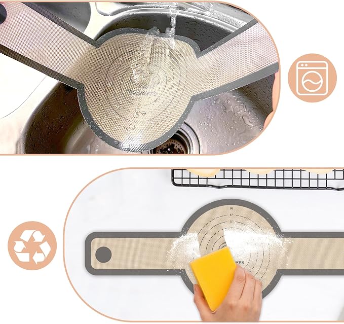 Koolstuffs Sourdough Silicone Bread Sling for Dutch Oven, 2 Pack | Long Handles for Dough Transfer, Nonstick Bread Release, Dishwasher Cleanup, Flexible Reusable Design, Round, Gray