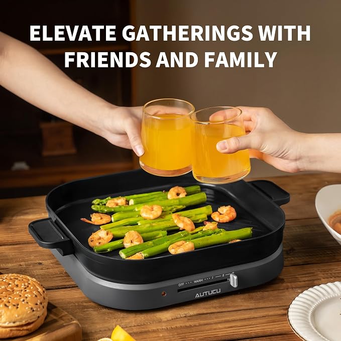 Nonstick 2-in-1 Electric Griddle & Flat Grill, High Power 1200W | PFOA-Free Surface, Tongs Included, Easy to Clean
