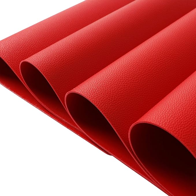 Wipeable Placemats Leather Table Mats Waterproof Heat-Resistant Easy to Clean for Dining Table Set Kitchen Table (4, Red)