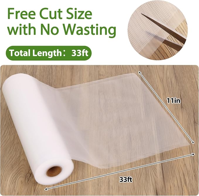 Vacuum Sealer Bags for Food Storage, 3 Rolls 11" x 33', Cut-to-Size Bags | 3Mil Embossed BPA-Free Puncture-Resistant Rolls, Universal Fit for Sous Vide, Meal Prep, Freezer Storage & Food Preservation