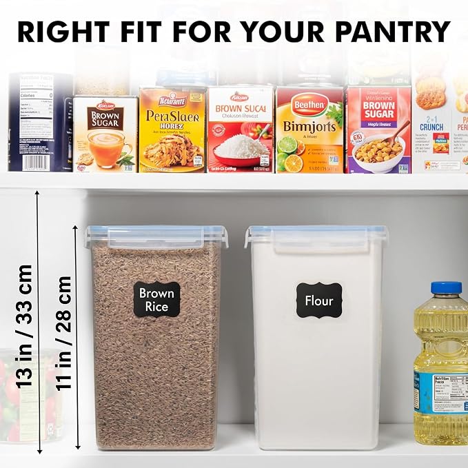 2 PC [7 Qt / 6.5L / 220 Oz] Large Food Storage Containers with Lids Airtight - BPA Free Clear Plastic Kitchen and Pantry Storage Containers for Cereal, Flour, Sugar, Rice