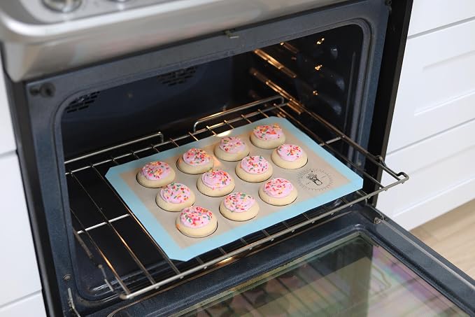 Macaron Baking Mat Silicone Non Stick, Half Sheet Reusable Pack of 4 Blue | Non-Stick Macaron Mat for Easy Baking, Heat Resistant & Dishwasher Safe, Reusable & Eco-Friendly, For Cookies & More (11x16”)