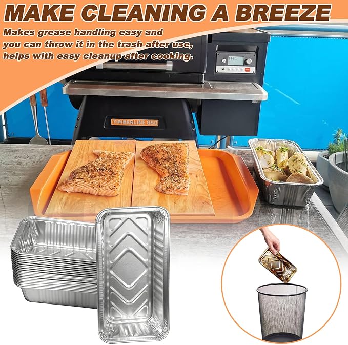 BAC404 & BAC582 Grill Drip Pan Liners Replacement Parts for Traeger Timberline 850 and 1300 (Gen 1 and 2 Models) Pellet Grills, Aluminum Grease Trays for Traeger Timberline Pellet Grills, 20 Packs
