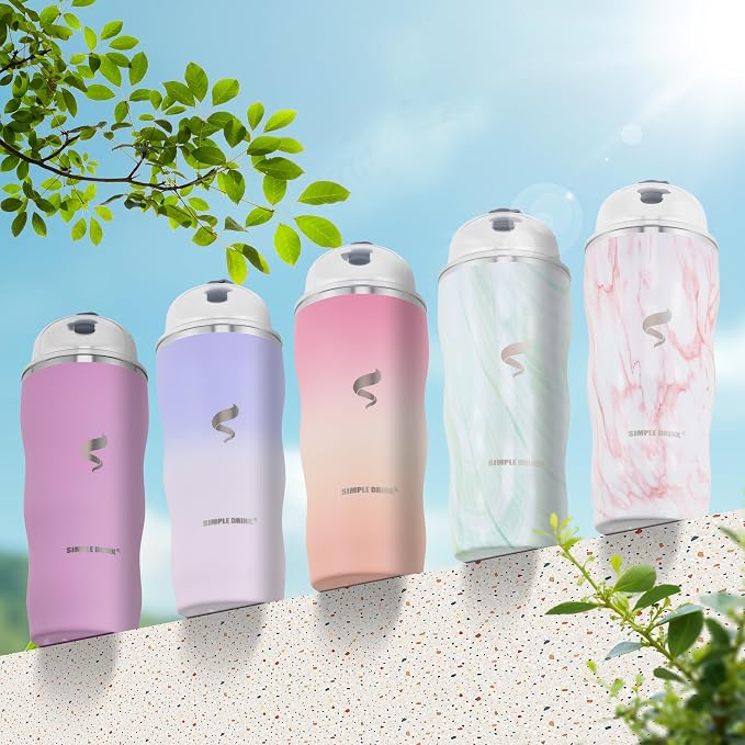 20 oz Insulated Tumbler, Straw and Flat Lids,White Pouple | 18/8 stainless steel, double-wall vacuum insulation, BPA-free materials, reusable straw, for everyday hot and cold drinks.