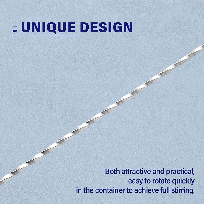 Bar Spoon Cocktail Mixing Stirrers, 2Pcs, 12” Long Handle, Silver | 18/8 Stainless Steel, Long Drink Spoons, for Stirring Coffee & Cocktails