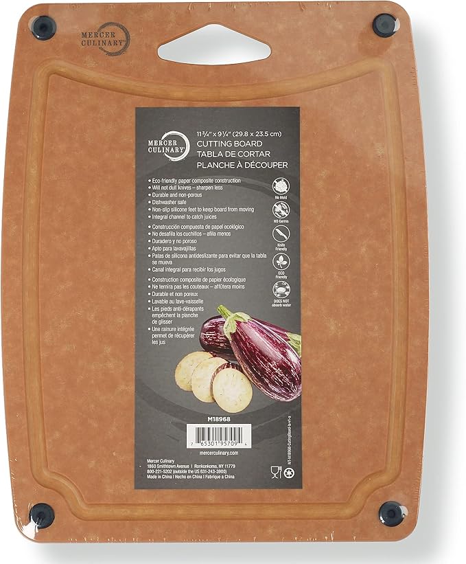 Mercer Culinary Composite Cutting Board 11 3/4" x 9 1/4", with Non Slip Feet and Juice Groove, Small
