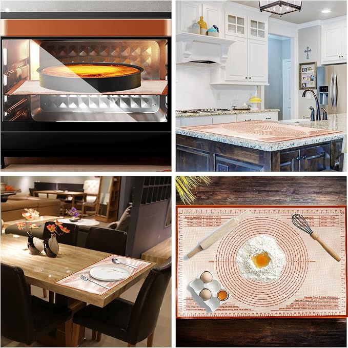 Silicone Pastry Mat 36X24 inch Baking mat Perfect for Dough, Pastry, Pie Crust, Fondant, Cookies, Bread, Pasta/Pizza,Pastry Board, Kitchen Counter Mat