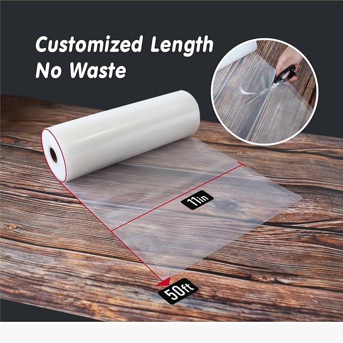 Vacuum Sealer Bags, 11"x50' Rolls 2 pack for Food Storage Saver, Commercial Grade BPA Free Bag Rolls, Heavy Duty, Great for vac storage, Meal Prep or Sous Vide