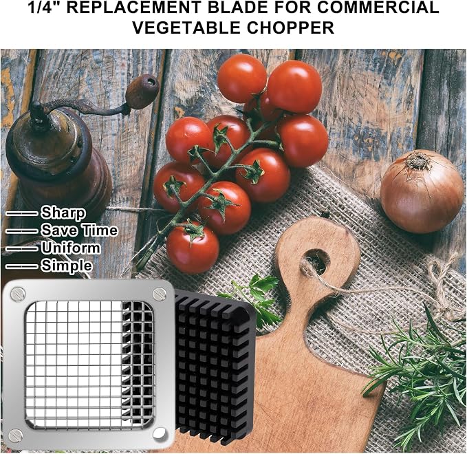 Commercial Vegetable Replacement Chopper 1/4’’ Blade | Replacement Chopper Dicer Stainless Steel Blade and Pusher Block for Fruit Cutting Machine Tomato onion French Fries Cutter