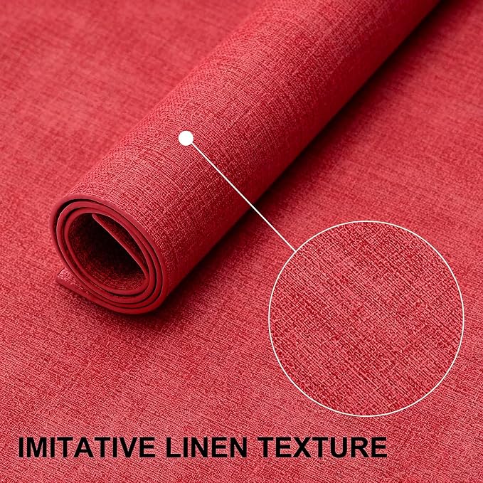 Faux Leather Heat Resistant Placemats 8 Packs, Waterproof Wipeable Dining PU Place Mats for Indoor & Outdoor, Easy to Clean, Red