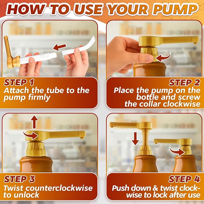 3 Pcs Sauce Pumps, Compatible with Torani, Davinci & Ghirardelli | Sauce Pump Dispenser 0.5oz Each Press; Adjustable Long Tube, Lockable Design; for 64 and 87-90oz Bottles; for Various Liquids