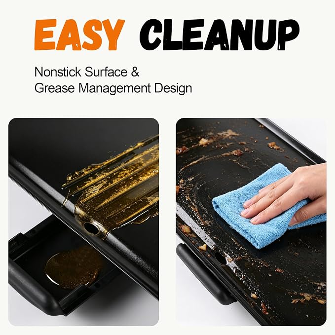 30-Inch Electric Griddle & Teppanyaki Grill, 1400W Large Non-Stick Surface, Intelligent Temperature Control, Easy to Clean. Indoor/Outdoor Use for Pancakes, BBQ, Camping & Gatherings