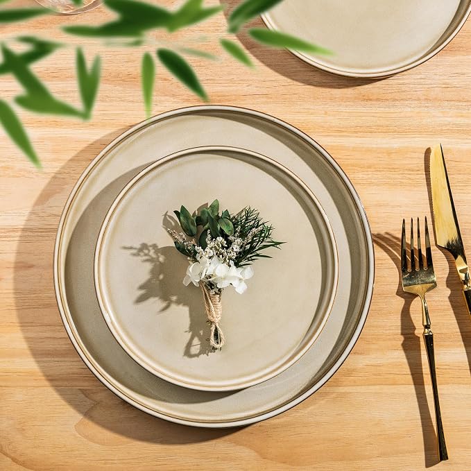 AmorArc Ceramic Dinnerware Sets for 6,18 Piece Plates and Bowls Sets Dishes | Stoneware Handmade Reactive Glaze Dishes Set | Highly Chip and Crack Resistant | Dishwasher & Microwave Safe