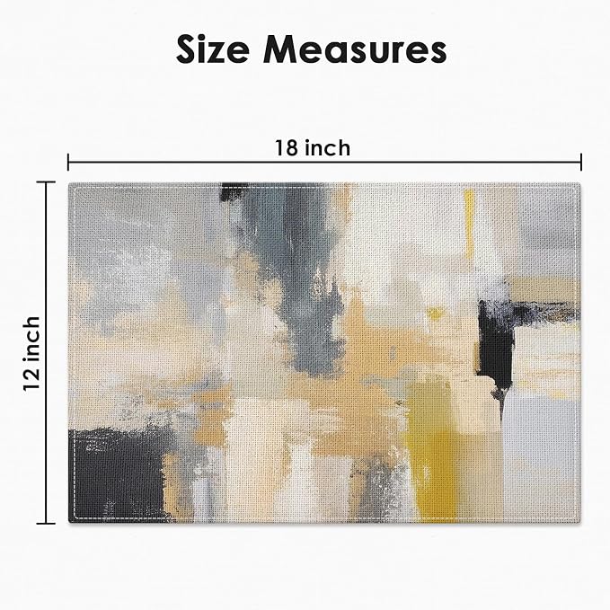 Emvency Farmhouse Placemats Set of 6, 12x18 Inch, Beige Minimalist | Farmhouse Modern Art Painting Table Mats for Outdoor Home Party Kitchen Dining Decoration