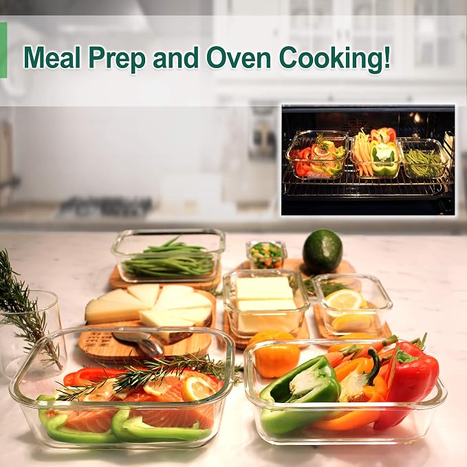 Glass Food Storage Containers, XXLarge Size, 76oz/2260ml, 2 Pack - Bamboo Lids, Microwave & Freezer Safe, Meal Prep & Pantry Organization
