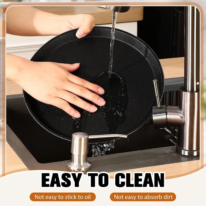 Zopeal 6 Pcs Bar Service Tray Round Plastic Non Slip,14" | For Waiter Server in Restaurant Cafeteria Bar, Raised Edges Prevent Spills, Cocktail Food Server, Textured Surface Grip