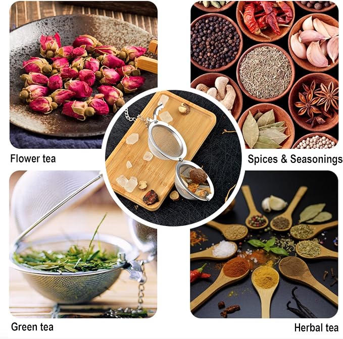 NSTaygate 2pcs Tea Infuser, Tea Strainers for Loose Tea, Gold Plated Enamel Moon Star Celestial Charm Pendant Tea Ball Set Loose Tea Steeper Gifts for Women