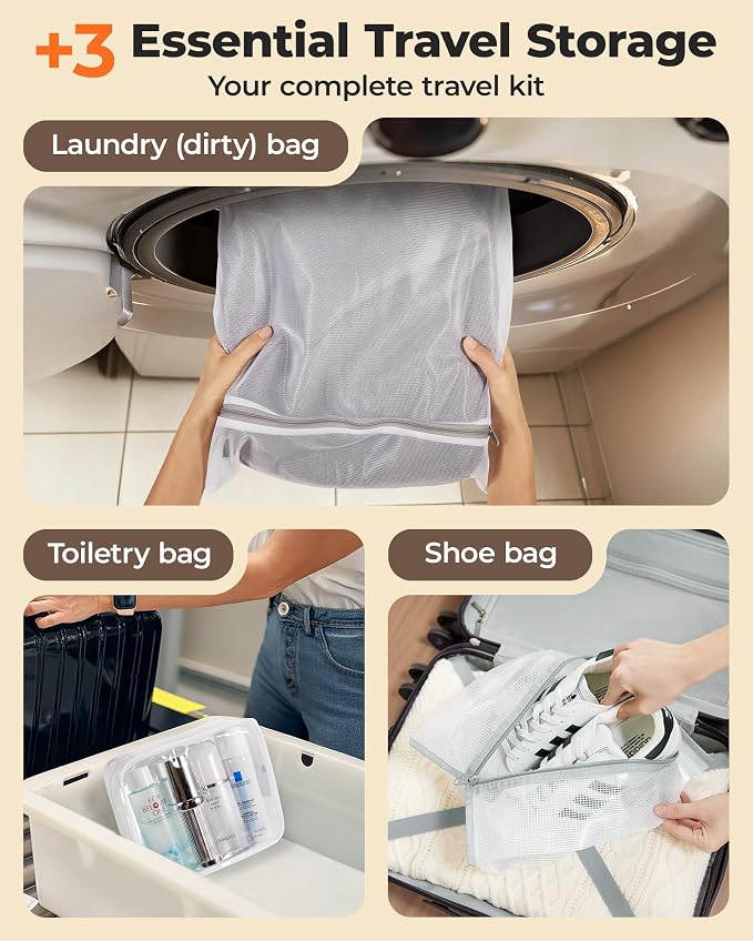 BAGSMART 21 Pack PA+PE Travel Vacuum Bags with Wireless Pumpe | Bonus Shoe, Laundry & Toiletry Bags, Save 80% Space Ideal for suitcase packing, travel & home.