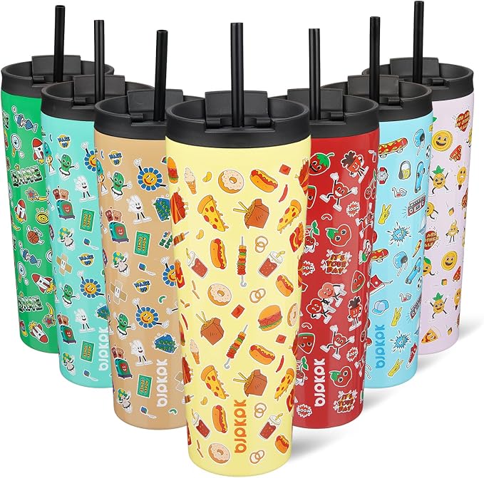 BJPKPK 26 oz Coffee Tumbler with Straw, Insulated Stainless Steel Cup | Double Wall Vacuum, Leak Proof Lid, Keeps Hot/Cold/Iced, BPA Free, Travel & Outdoor, Yummy